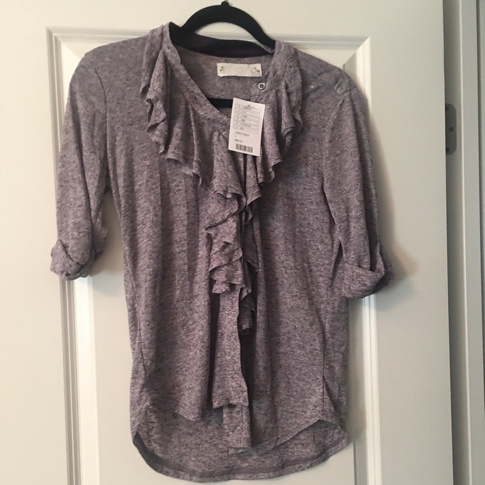 Ruffle button down Anthropologie blouse size large